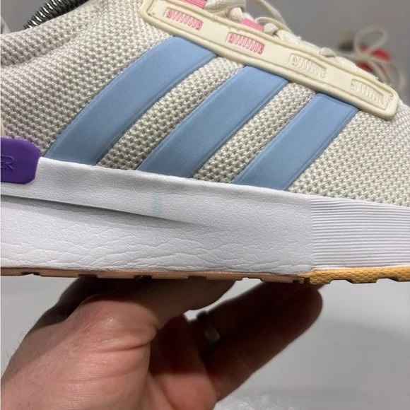 Adidas Cloudfoam Super Pride Shoes Womens 10 Cream Blue Rainbow Running Sneakers - Picture 15 of 15